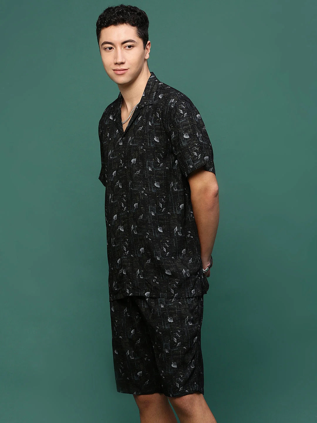 Men's Black Printed Co Ord Sets | Stylish Two Piece Cotton Set