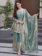 Silk Blend Kurta Set for Women - Teal | MLWSHKS8901TEL
