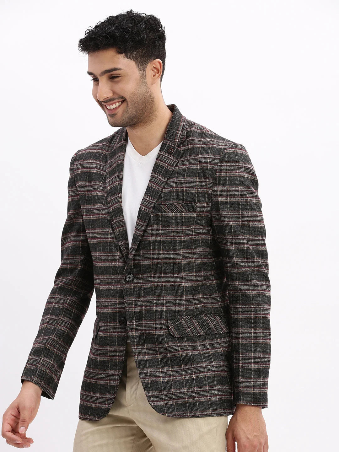 Checked Grey Blazer: Men's Nehru Jacket Wedding Style | DesiQlo