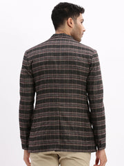 Men Checked Grey Single Breasted Blazer-LBR-2064-Grey
