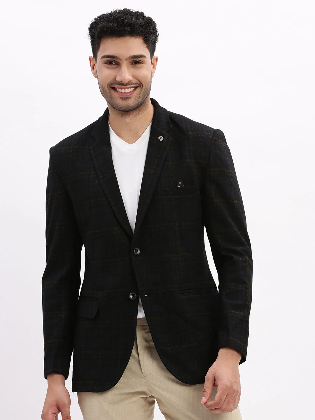 Printed Navy Blazer - Men's Ethnic Wear, Indian Nehru Jackets