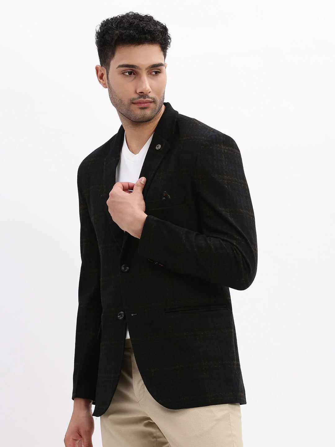 Printed Navy Blazer - Men's Ethnic Wear, Indian Nehru Jackets