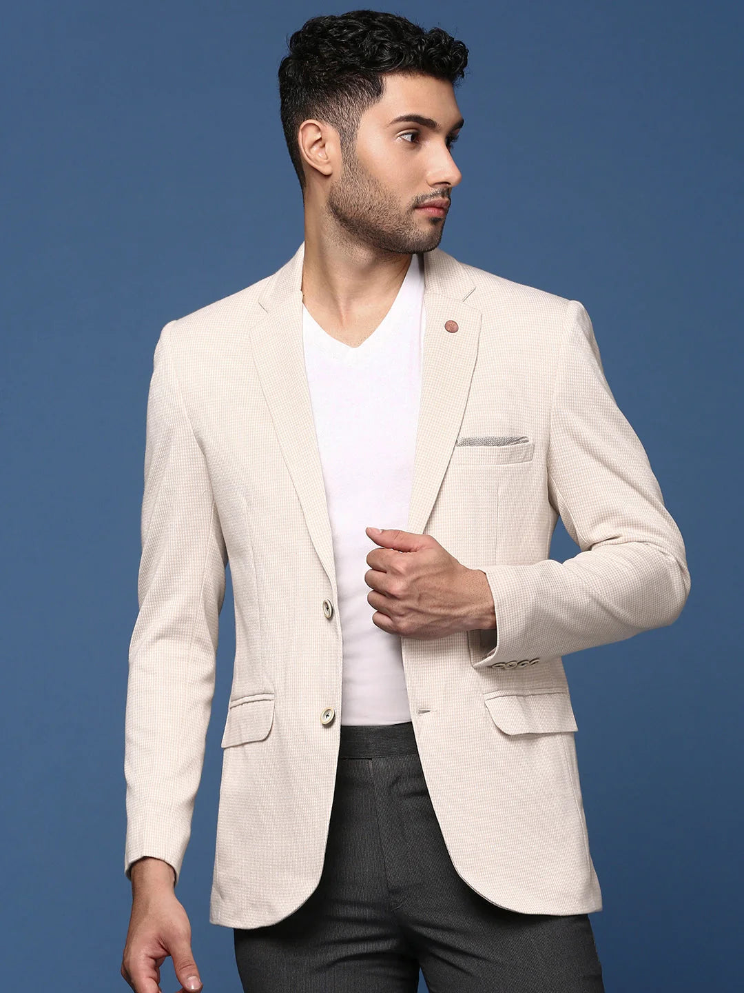 Cream Cotton Nehru Jacket: Slim Fit, Men's Ethnic Wear