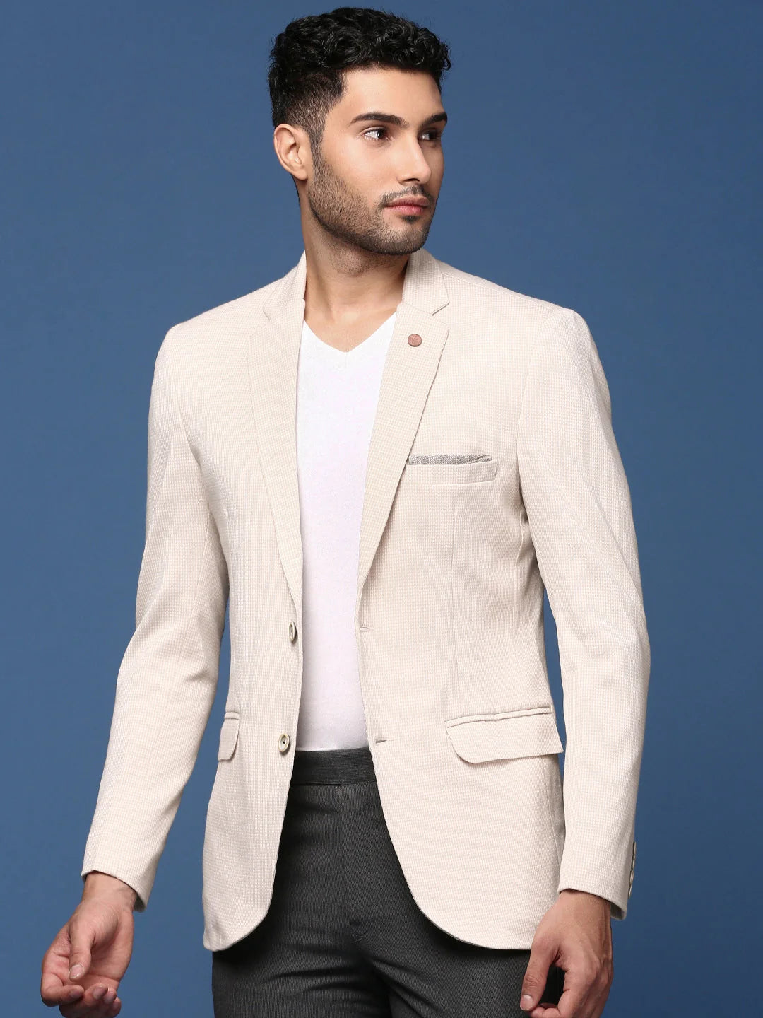 Cream Cotton Nehru Jacket: Slim Fit, Men's Ethnic Wear