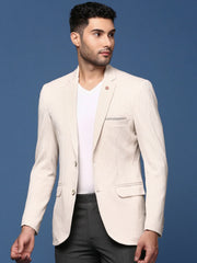 Men Cream Slim Fit Single Breasted Blazer-LBR-2407-Cream
