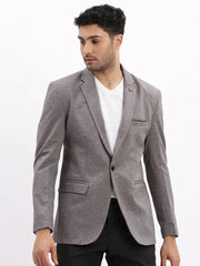 Men Striped Grey Single Breasted Blazer-LBR-2410-Grey