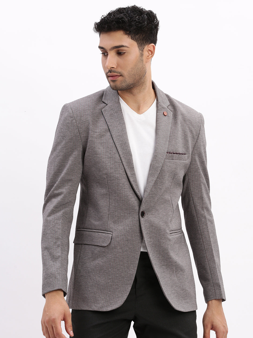 Men's Striped Grey Blazer - Modern Ethnic Nehru Jackets Style