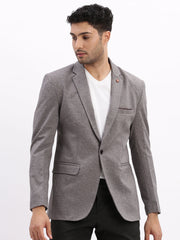 Men Striped Grey Single Breasted Blazer-LBR-2410-Grey