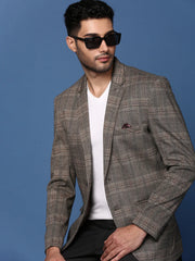 Men Grey Slim Fit Single Breasted Blazer-LBR-2412-Grey