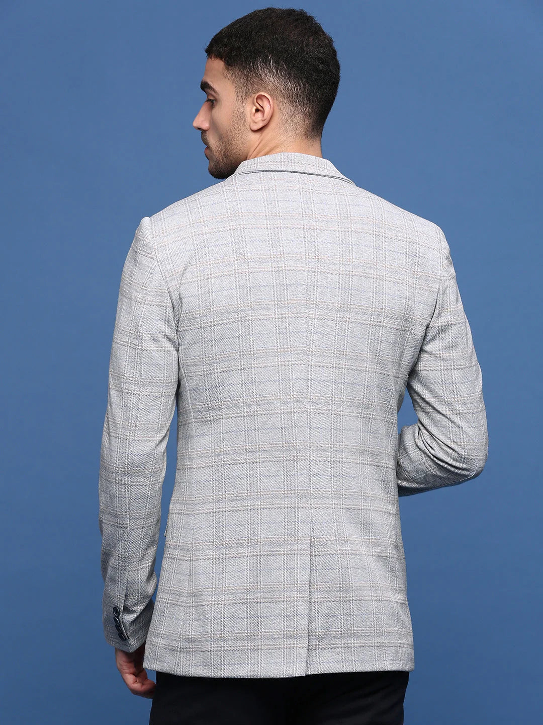 Grey Checkered Nehru Jacket: Men's Ethnic Wear | DesiQlo