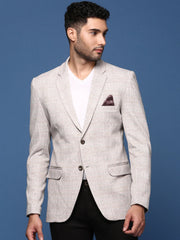 Men Grey Slim Fit Single Breasted Blazer-LBR-2417-Grey