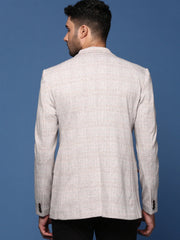 Men Grey Slim Fit Single Breasted Blazer-LBR-2417-Grey