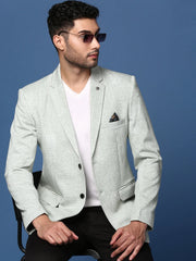 Men Green Slim Fit Single Breasted Blazer-LBR-2418-Green