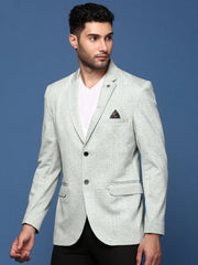 Men Green Slim Fit Single Breasted Blazer-LBR-2418-Green