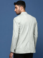 Men Green Slim Fit Single Breasted Blazer-LBR-2418-Green