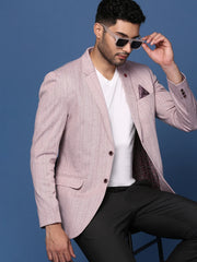Men Peach Slim Fit Single Breasted Blazer-LBR-2449-Peach
