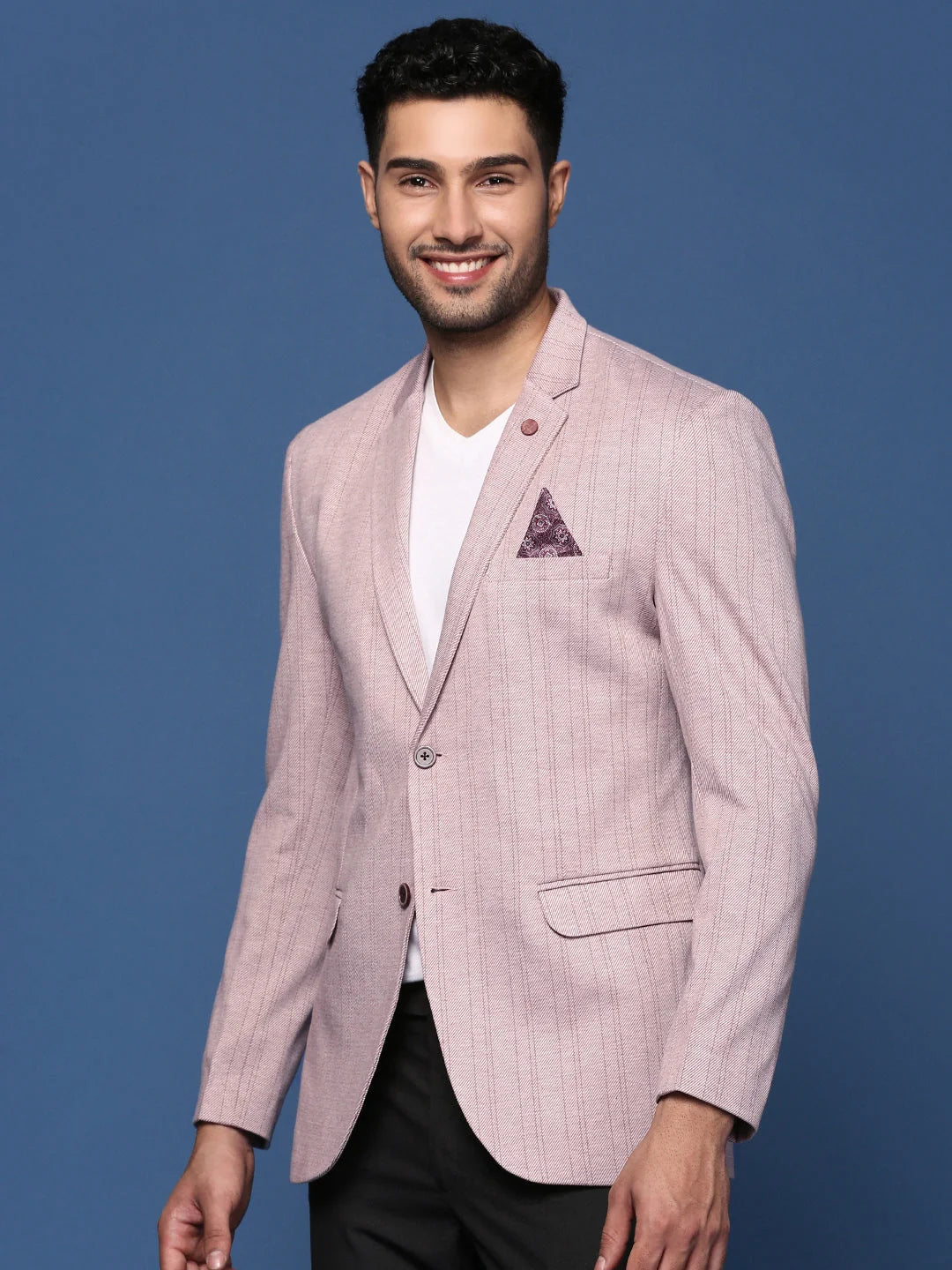 Peach Slim Fit Blazer - Men's Ethnic Wear & Nehru Jackets