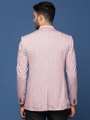Men Peach Slim Fit Single Breasted Blazer-LBR-2449-Peach