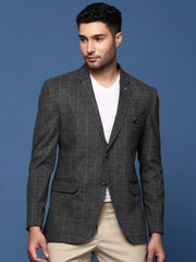 Men Charcoal Slim Fit Single Breasted Blazer-LBR-2498-Charcoal