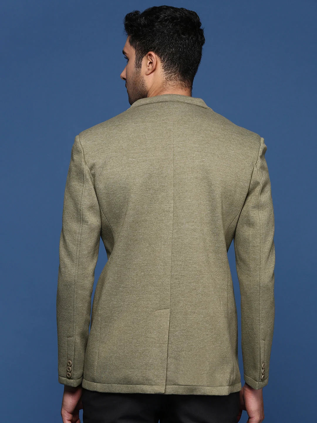 Green Cotton Nehru Jacket: Slim Fit Men's Ethnic Wear