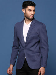 Men Navy Blue Slim Fit Single Breasted Blazer-LBR-4500A-Navyblue