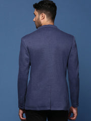 Men Navy Blue Slim Fit Single Breasted Blazer-LBR-4500A-Navyblue