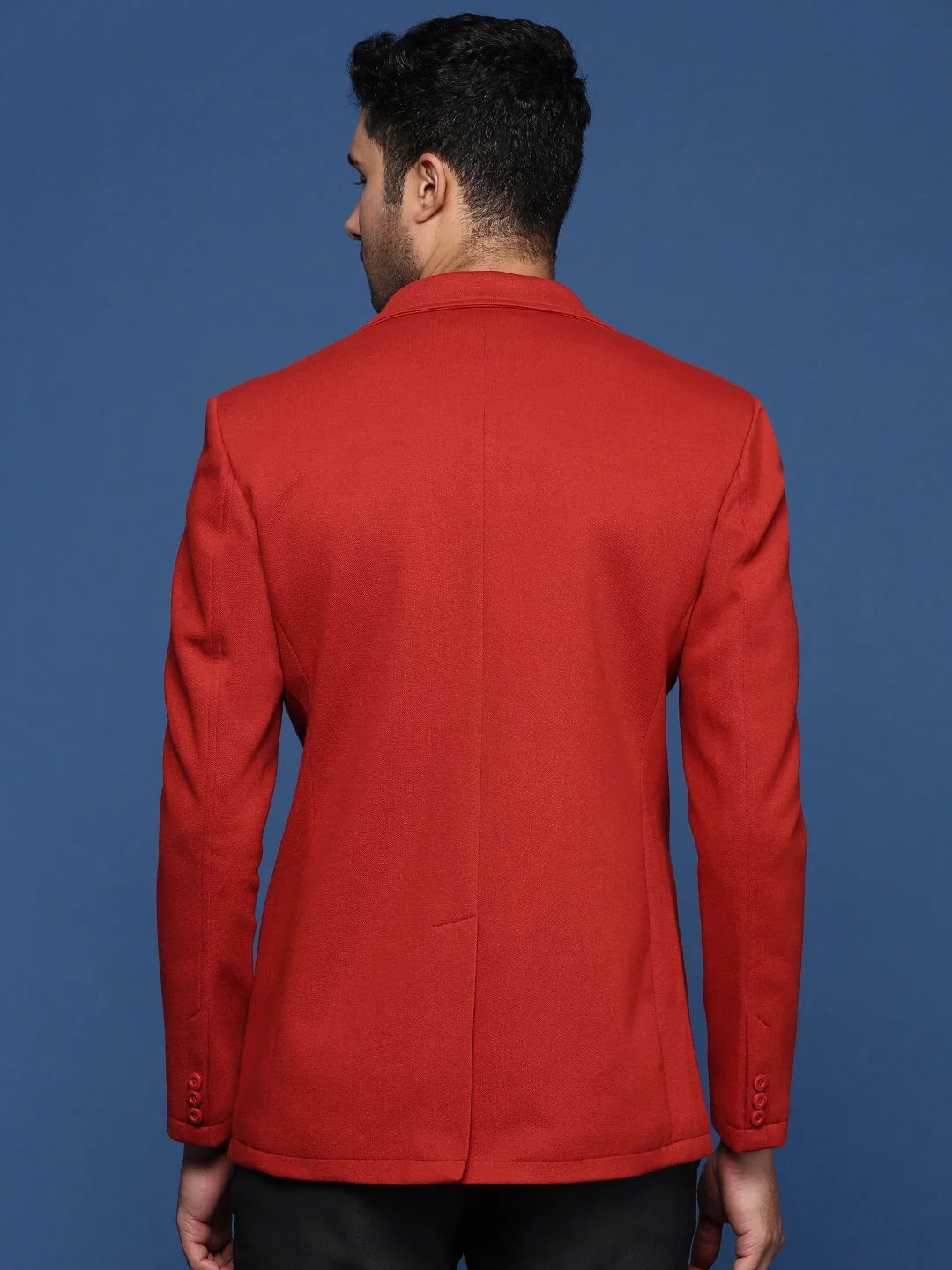 Men's Red Slim Fit Blazer - Contemporary Ethnic Nehru Jacket Look