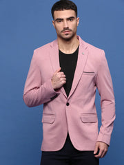 Men Peach Slim Fit Single Breasted Blazer-LBR-7000-Peach