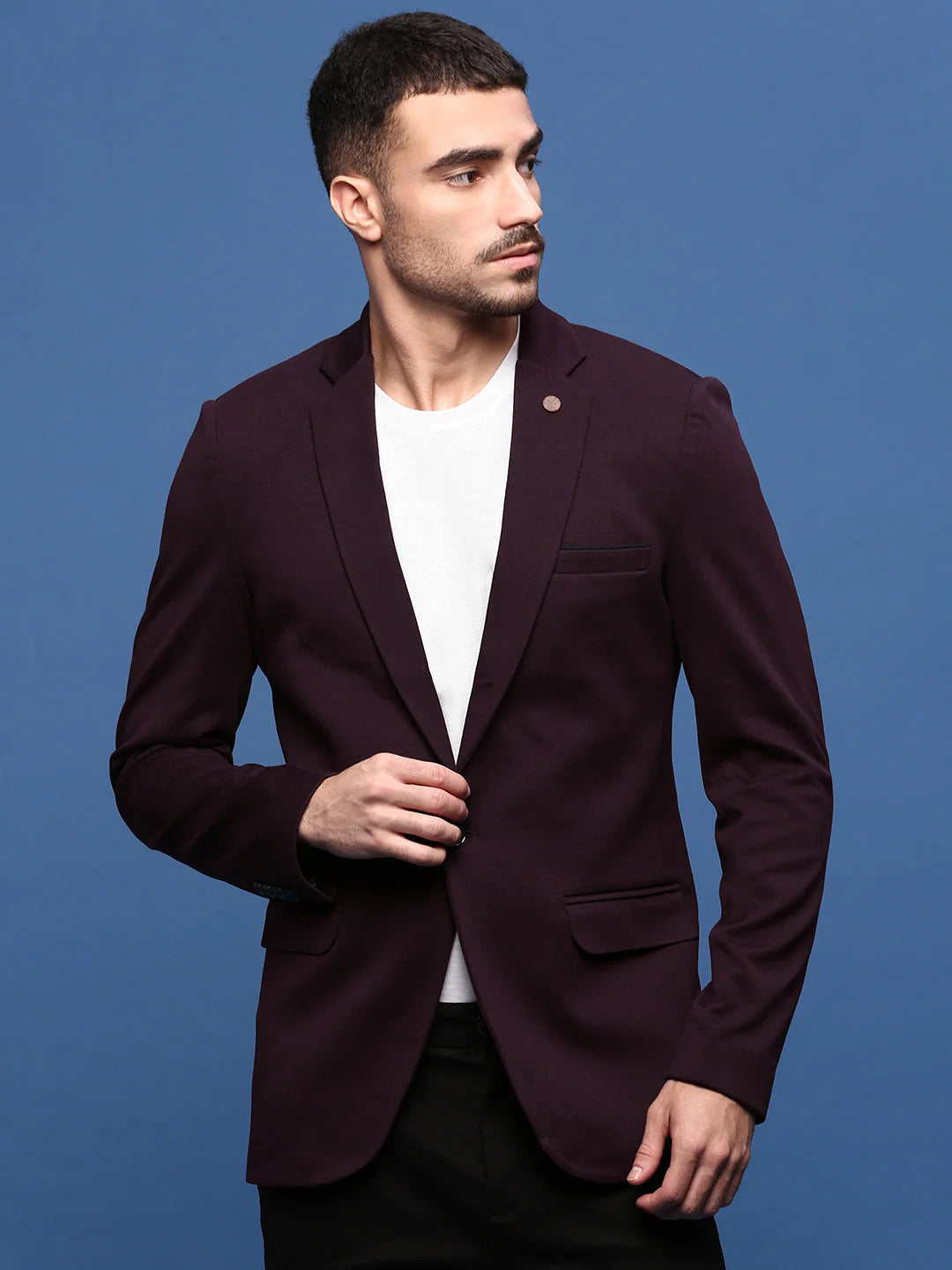 Purple Slim Fit Blazer | Men's Ethnic Wear | DesiQlo