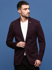 Men Purple Slim Fit Single Breasted Blazer-LBR-7000-Purple