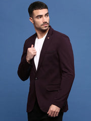 Men Purple Slim Fit Single Breasted Blazer-LBR-7000-Purple