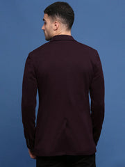Men Purple Slim Fit Single Breasted Blazer-LBR-7000-Purple