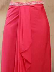 Stylum Women's Pink Solid & Embroidered Silk Draped Lehenga Choli With Shrug (LEHPINKMIKA)