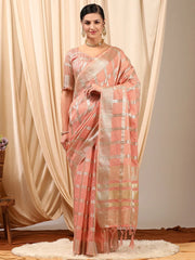 Women's Blend Maroon Woven Design Designer Saree With Blouse Piece-MAHI1001