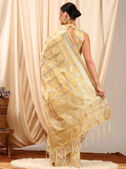 Women's Cotton Blend Turquoise Woven Design Designer Saree With Blouse Piece-MAHIRA135403