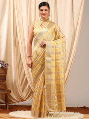 Women's Cotton Blend Turquoise Woven Design Designer Saree With Blouse Piece-MAHIRA135403