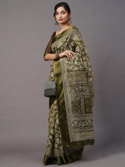 Women's Crepe Off White Printed Celebrity Saree With Blouse Piece-KLZE246010