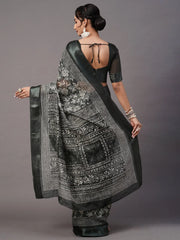 Women's Crepe Off White Printed Celebrity Saree With Blouse Piece-KLZE246016