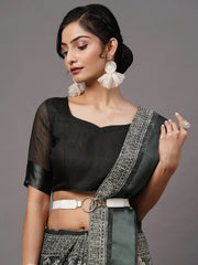 Women's Crepe Off White Printed Celebrity Saree With Blouse Piece-KLZE246016