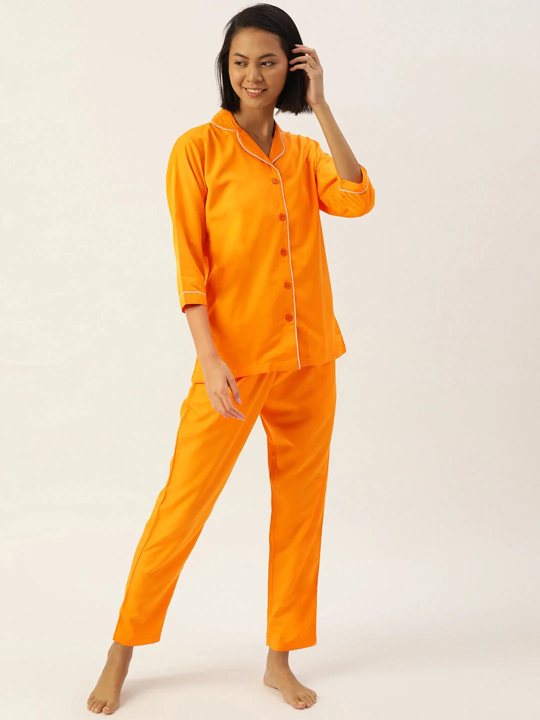 Mustard Cotton Night Suit - Comfy Pajamas for Women's Sleepwear