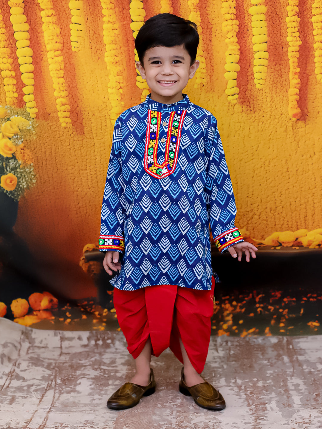 Dhoti Kurta Set for Boys - Blue | LUIN24DK04BLA | DesiQlo
