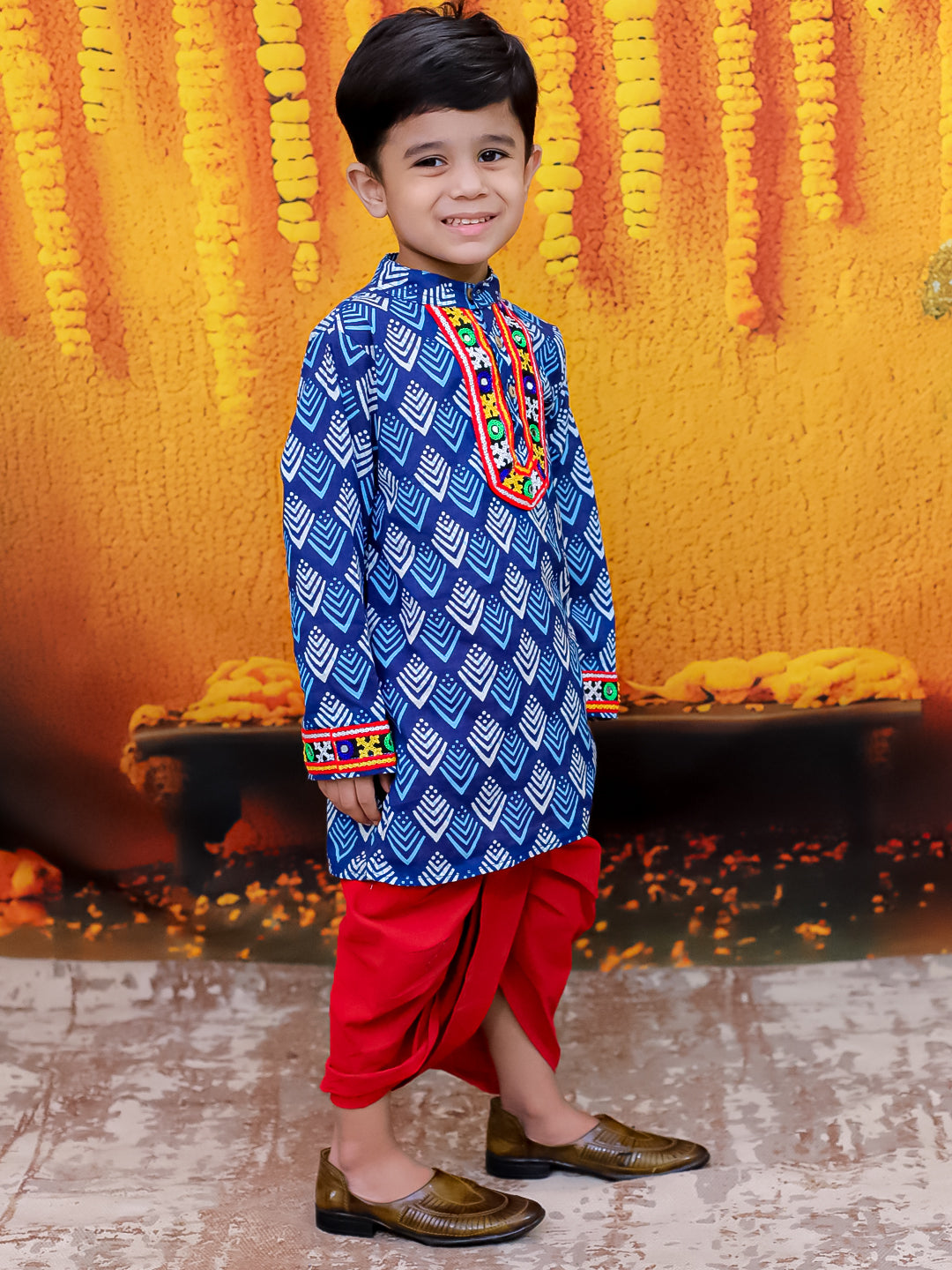 Dhoti Kurta Set for Boys - Blue | LUIN24DK04BLA | DesiQlo