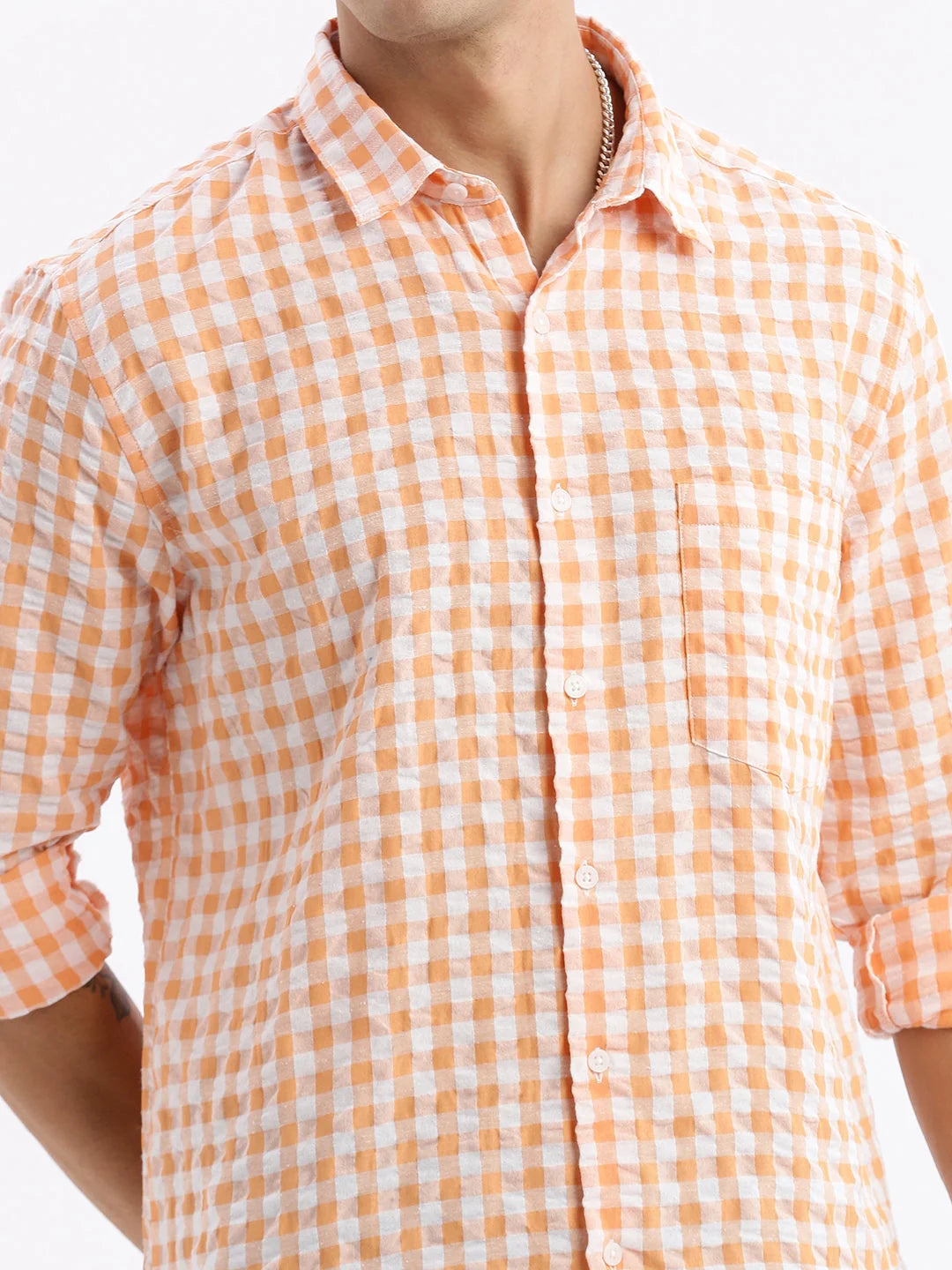 Mens Shirt - Checked Slim Fit Cotton Shirt - DesiQlo