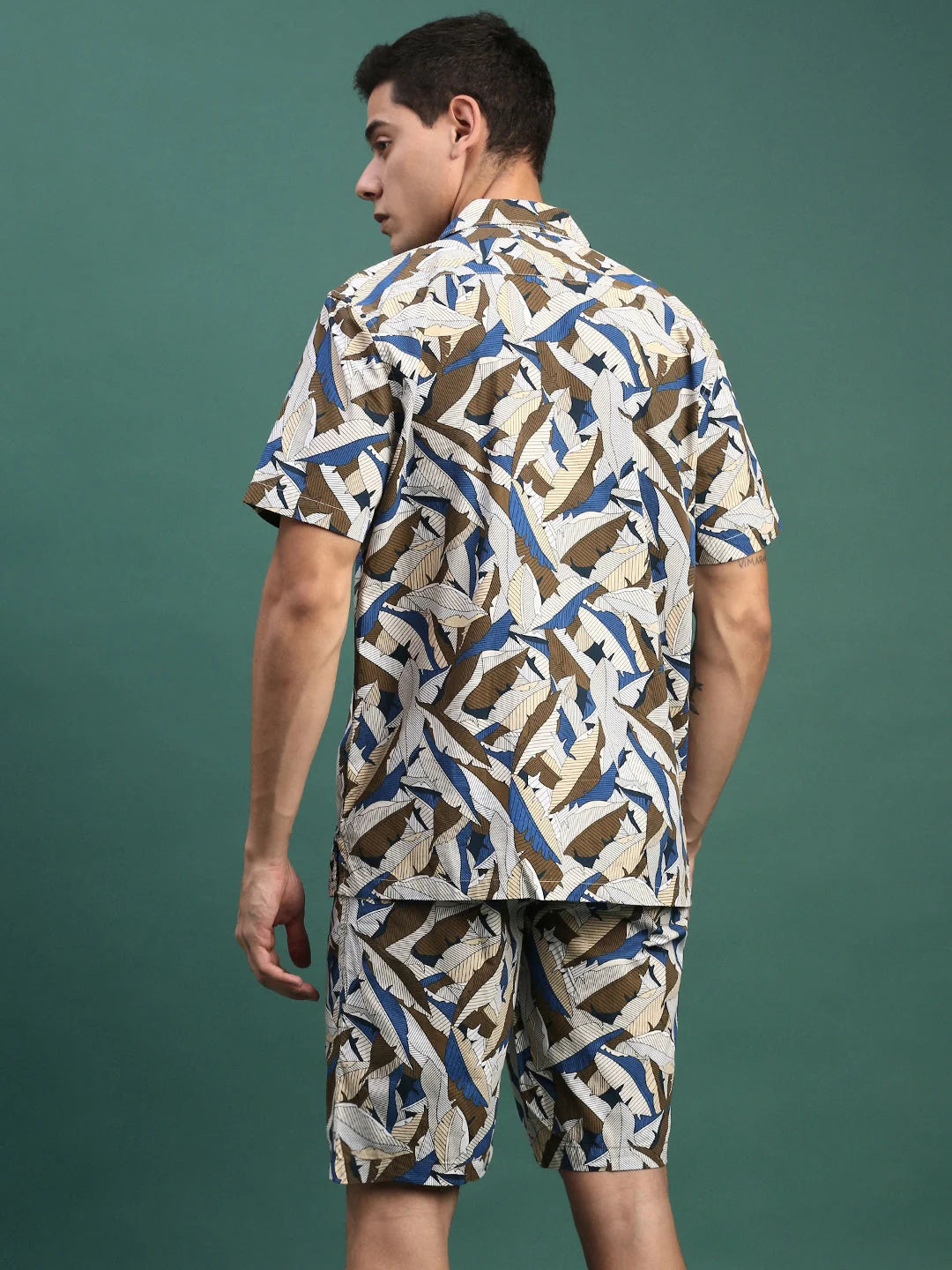 Men's Printed Co Ord Sets | Multi Cuban Collar Two Piece Sets