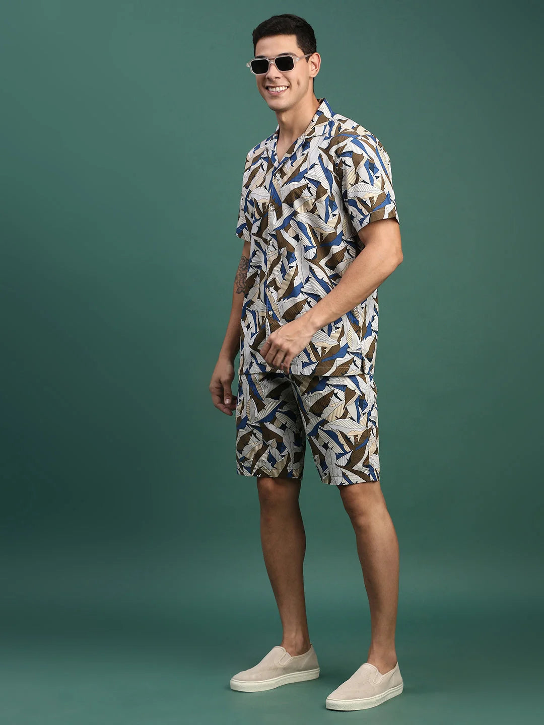 Men's Printed Co Ord Sets | Multi Cuban Collar Two Piece Sets