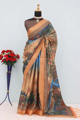 Mysore Silk Digital Print MultiColour Saree With Unstiched Blouse Piece-MPHMS-20-MULTI