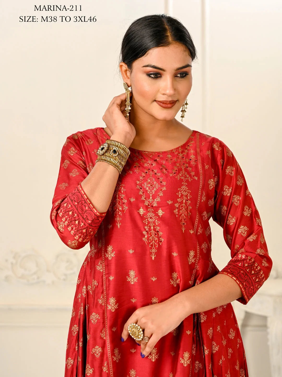 Red Colour cotton hand print kurti with vibrant patterns