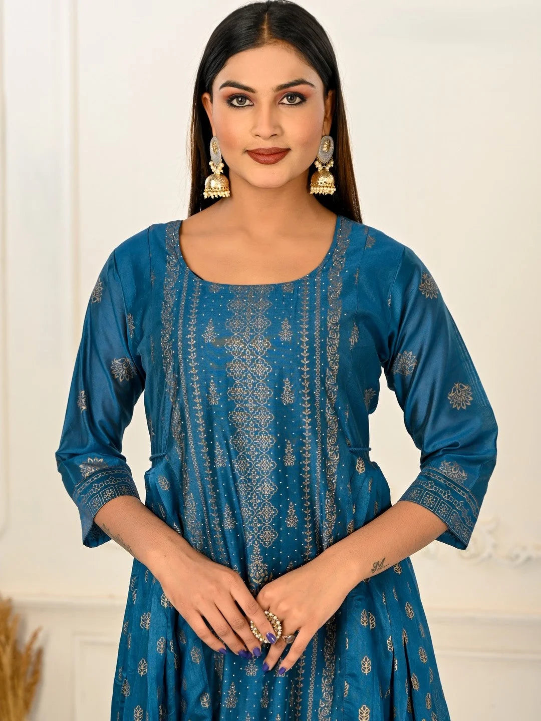 Blue Colour cotton hand print kurti with vibrant patterns