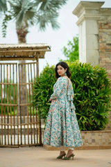 Women's Multi Muslin Printed Anarkali Kurta Pant With Dupatta-MED3-TD-6015-MULTI