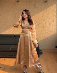 Women's Brown Zimmy Choo Embroidered Straight Kurta Pant With Dupatta-MED3-TD-6054-BROWN